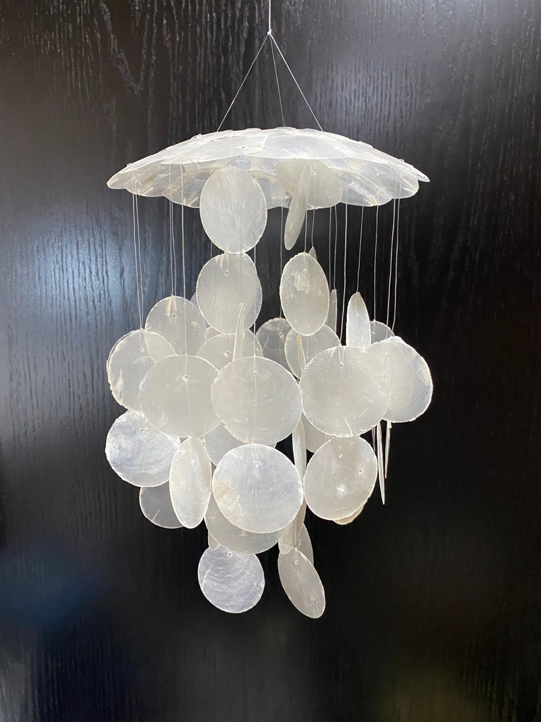 Small Round Capiz Shell Chime - Silver Lining