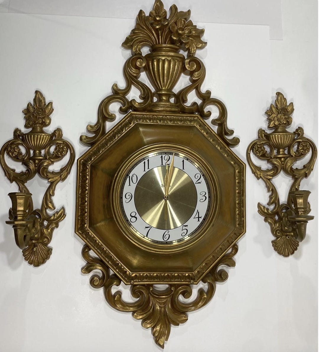 Vintage Syroco Wall Clock and Sconce Set Gold Victorian Decor - Etsy