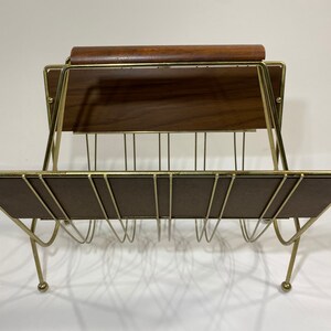 Cloths Rack Mcm MCM Teak, Brass Magazine Rack Vintage Living Room Decor, Gold Mid ...