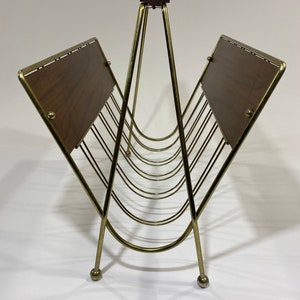Cloths Rack Mcm MCM Teak, Brass Magazine Rack Vintage Living Room Decor, Gold Mid ...