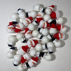 Lot of 35 Vintage Christmas Light Covers – Santa & Snowman, 1.25&quot;