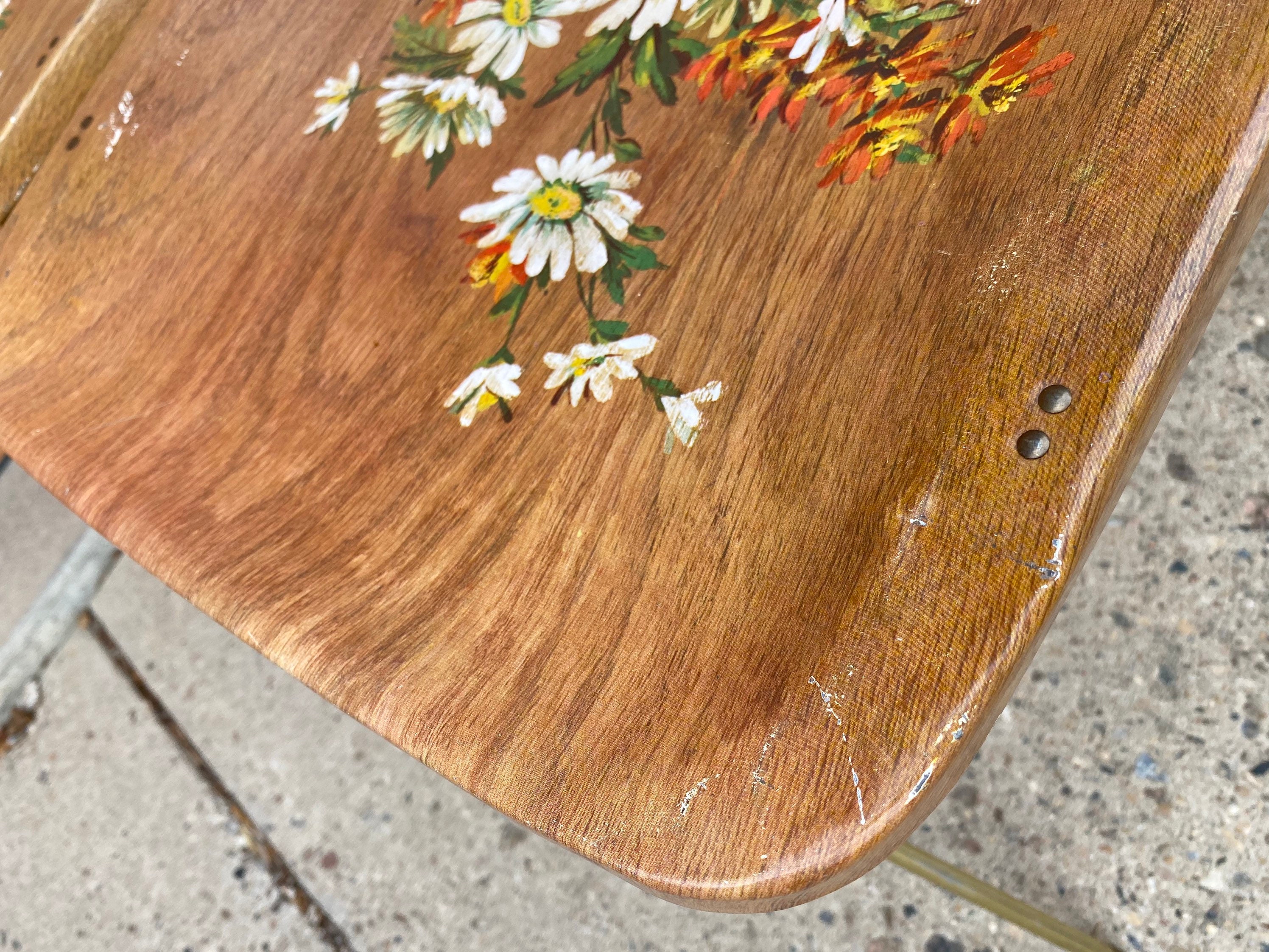 Metal TV Snack Tray Set of 4 Vintage Folding Wood Grain Etsy