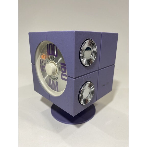 Vintage Purple Panasonic Radio R-47A Transistor Cube Centerport Space Age
