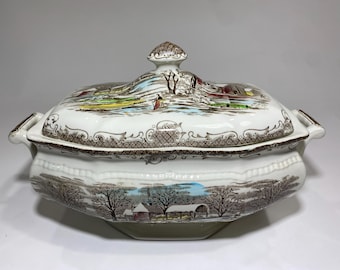 Vintage Kensington Shakespeare Ironstone Bowl with Lid – 10.5", No Chips