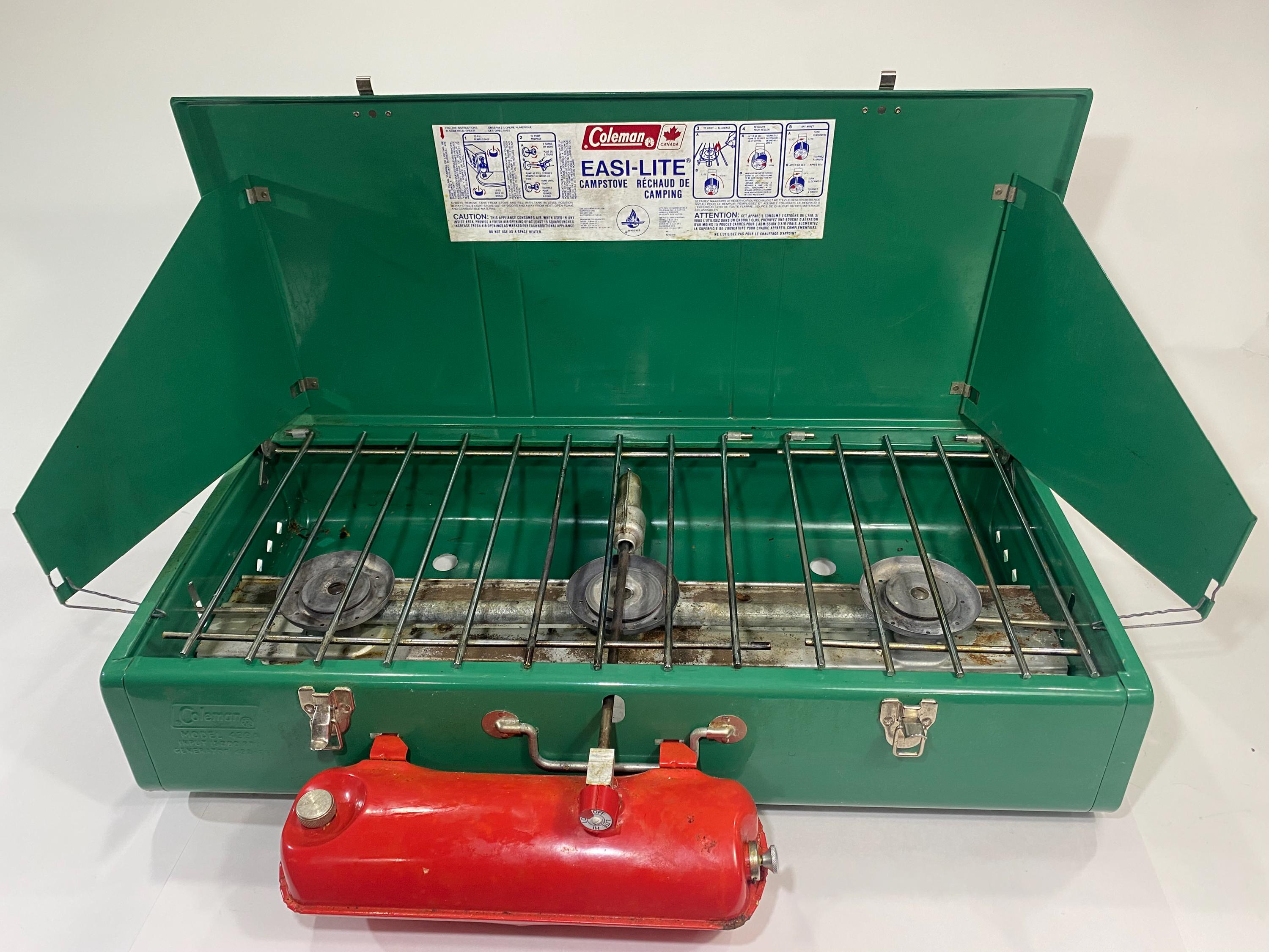 Vintage Coleman 3 Burner Camp Stove Model 433A Easi-lite With Box