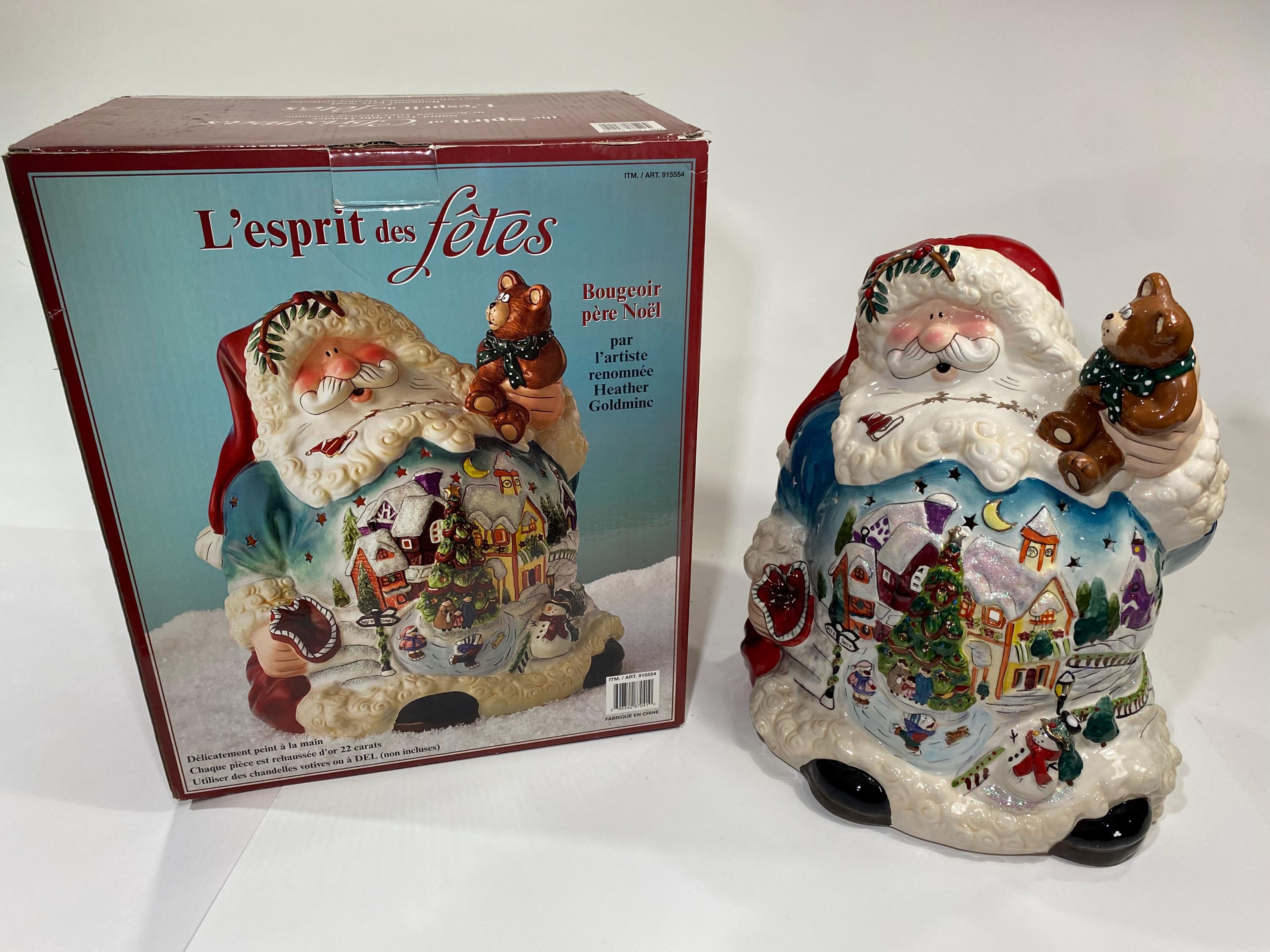 LARGE Blue Sky Clayworks the Spirit of Christmas Santa Tea Light