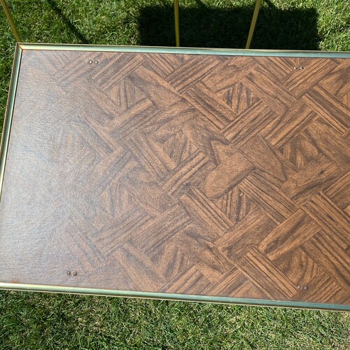Set of 3 Folding TV Tray, shops Snack Tables, Parquet, Wood Grain, Brown MCM Mid