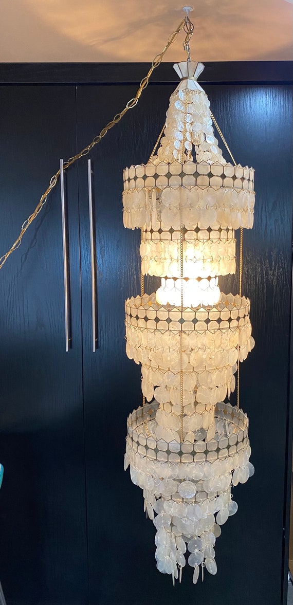 Vintage capiz shell hanging lamp store