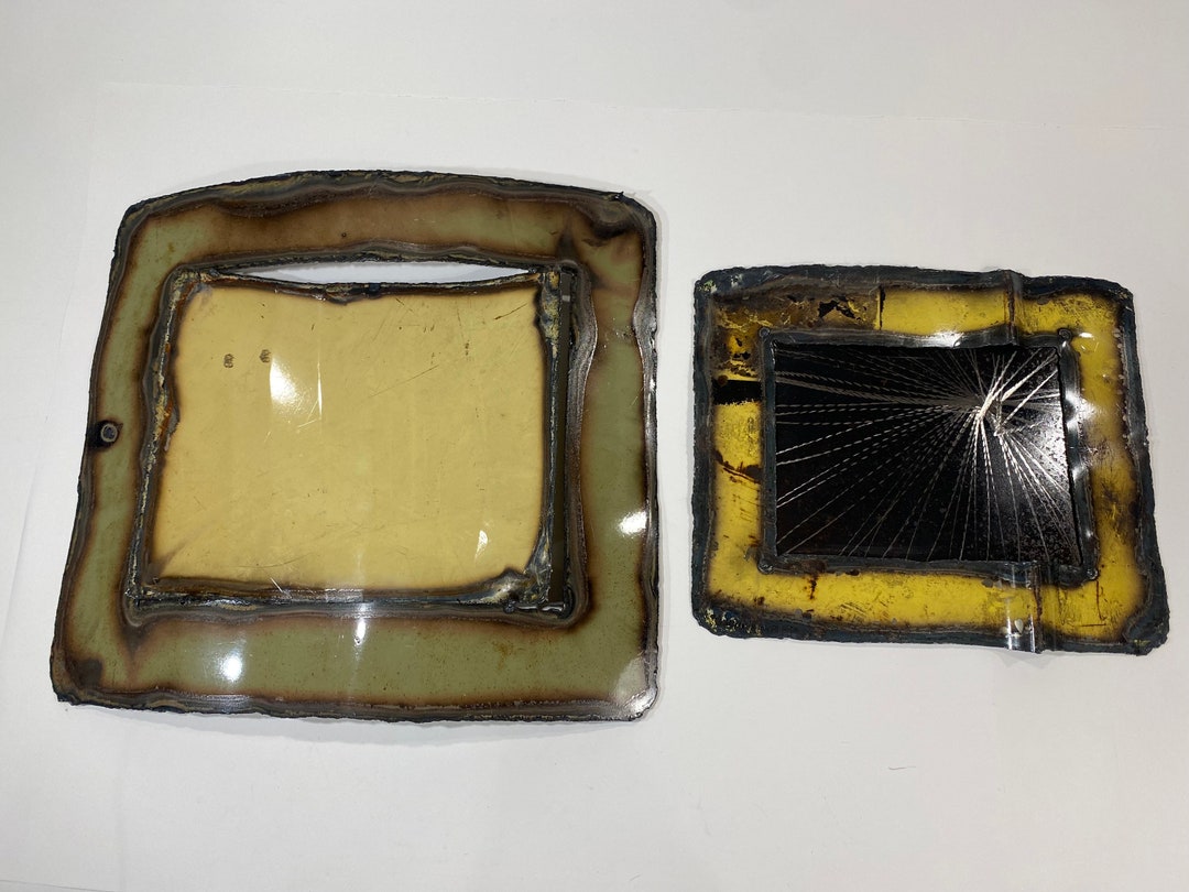 Vintage Brutalist Metal Wall Sculpture Art Copper Gold Square MCM Retro Rustic Etsy