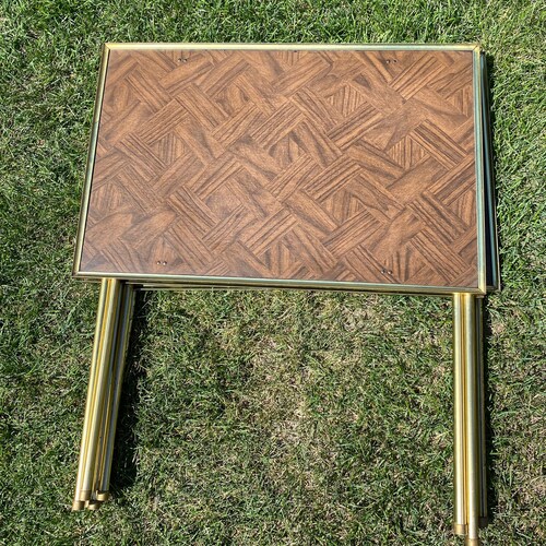 Set of 3 Folding TV Tray, shops Snack Tables, Parquet, Wood Grain, Brown MCM Mid