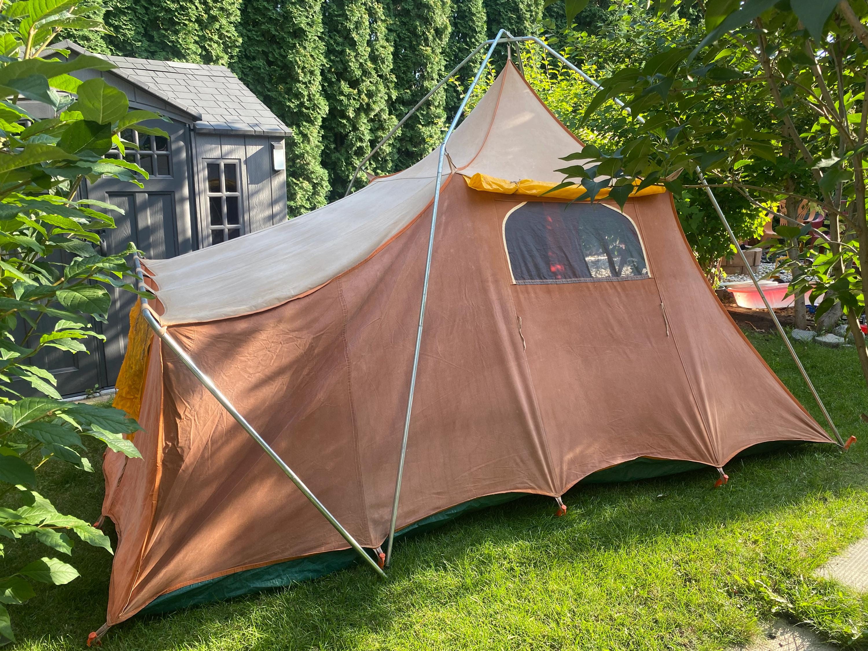 Vintage Camp Mate Canvas Tent Orange 7ft Tall 139x96in Poles