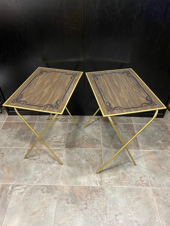 Wood Grain TV Tray Folding Snack Table MCM Decor Mid Etsy