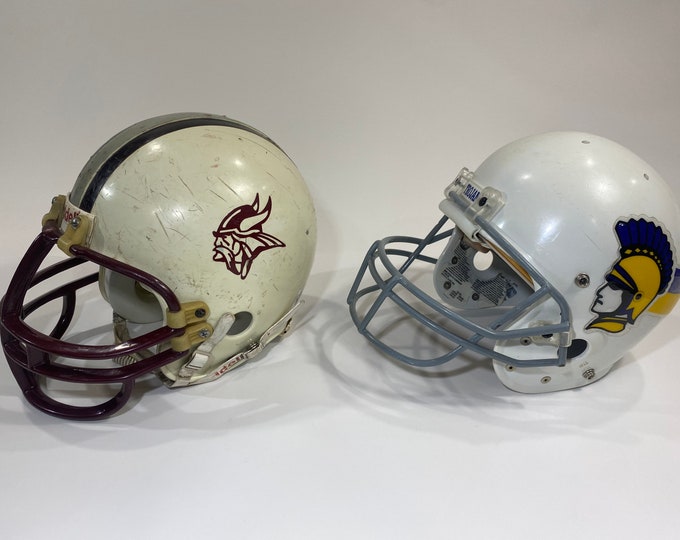 Set of Football Helmet High School Collector Small Town Team Etsy