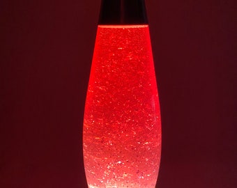 Red pink Glitter Lava Lamp Star Lit Chrome Silver Base 1990 s Etsy