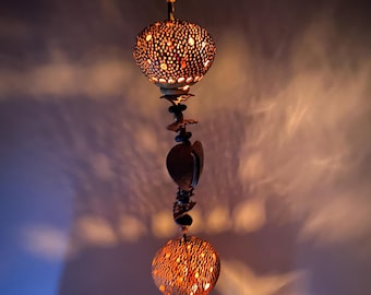 Vintage Coconut Shell Hanging Swag Lamp Tropical Boho Tiki Light Decor 45 In