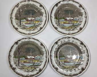Set of 4 Kensington Shakespeare Plates – R2815, Anne Hathaway’s Cottage Flawed