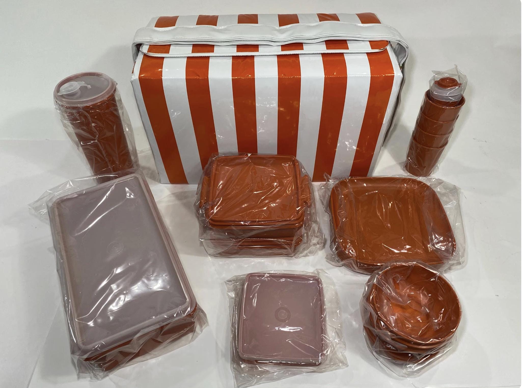 Glacière vintage rétro orange crème pique-nique camping (Gebraucht) in