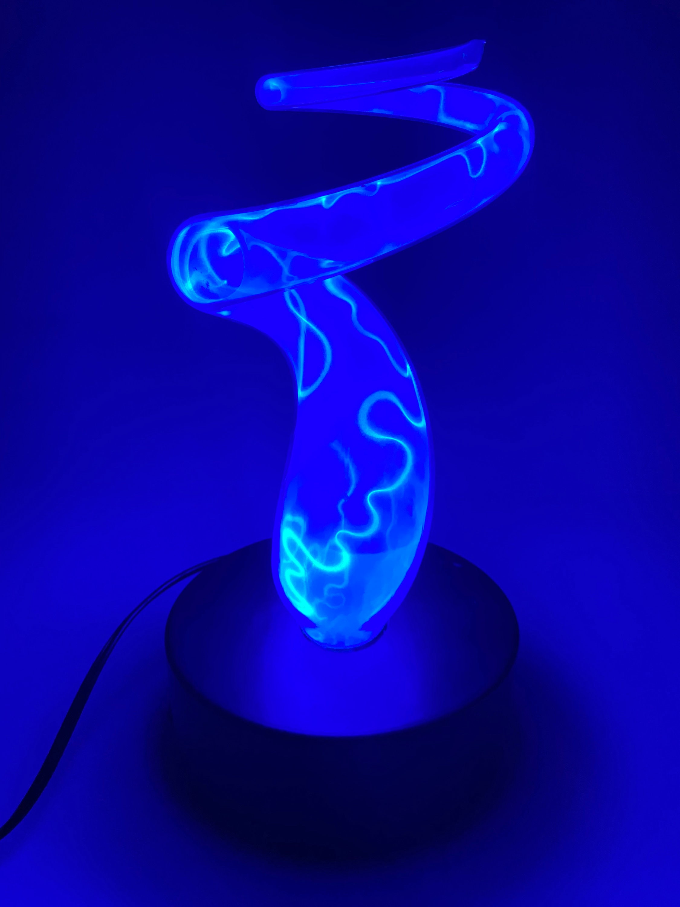 Lumisource Electra Blue Plasma Art Lamp Glass Twisted Swirl