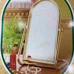 New Old Stock Vintage Vanity Makeup Mirror MCM Gold Swivel 8.5x15x9 in Box