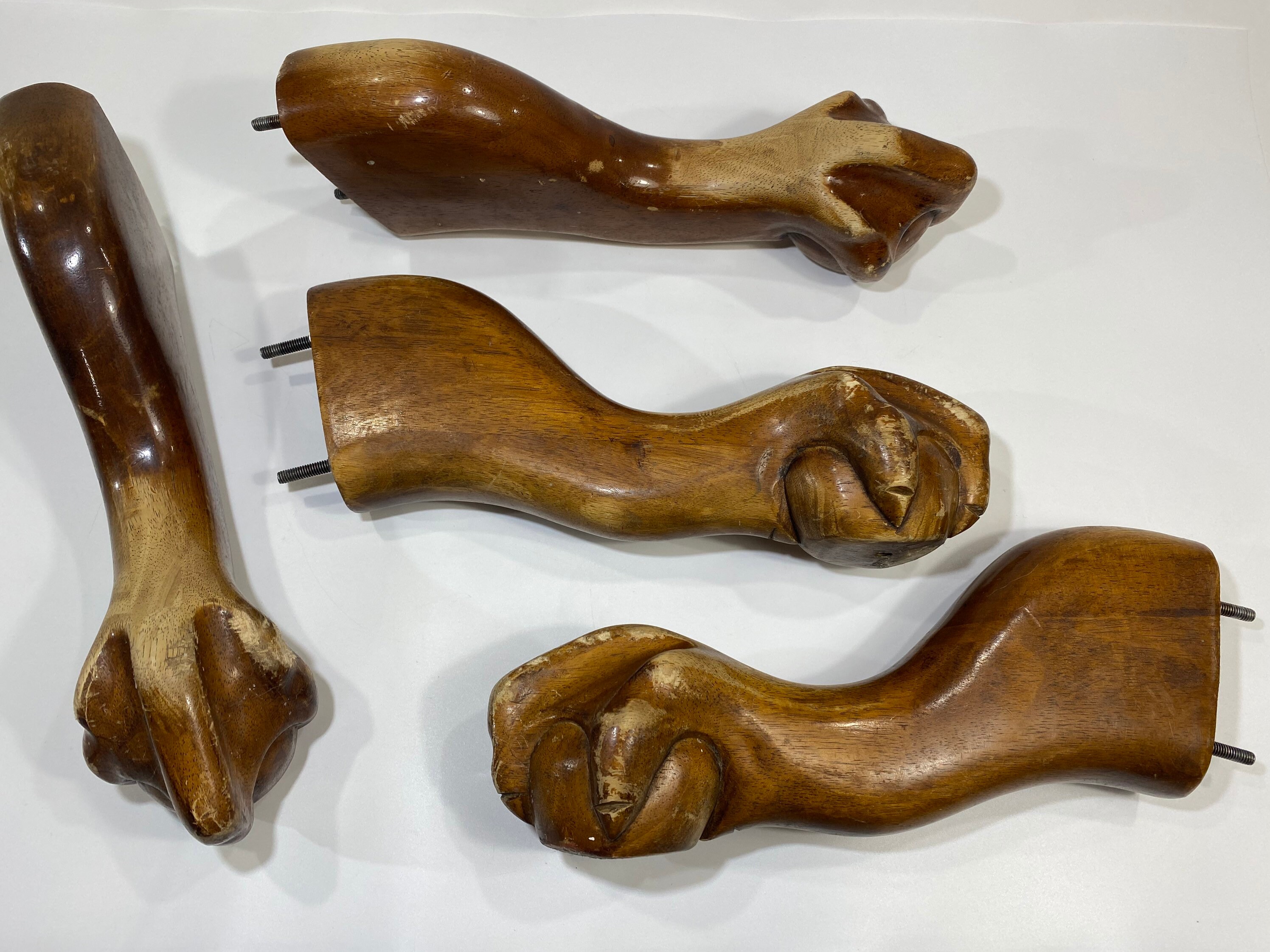 Vintage Wood Claw Feet Furniture Parts Round Table Legs Antique