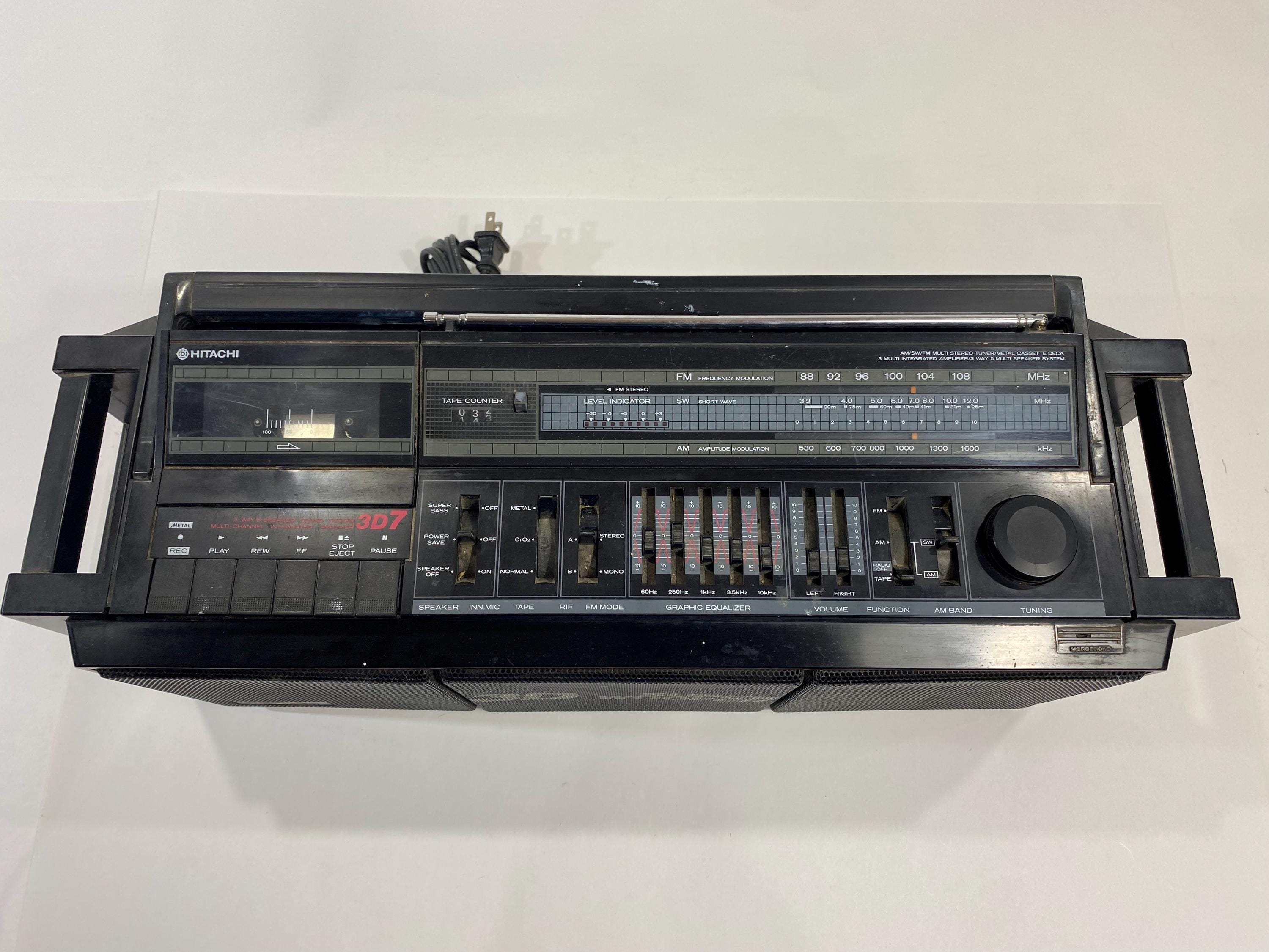 Hitachi TRK-7620HC 3D Super Woofer Boombox AM/FM Cassette Player