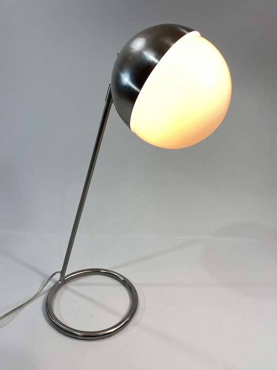 Globe Table Lamp Space Age MCM Looking Modern Silver White Round Ball Desk Etsy