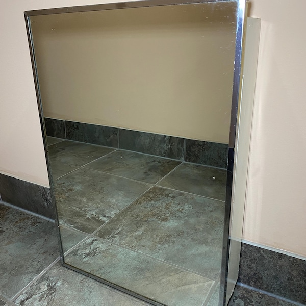 Vintage Art Deco Recessed Medicine Cabinet Mirror Metal Bathroom Wall Cabinet