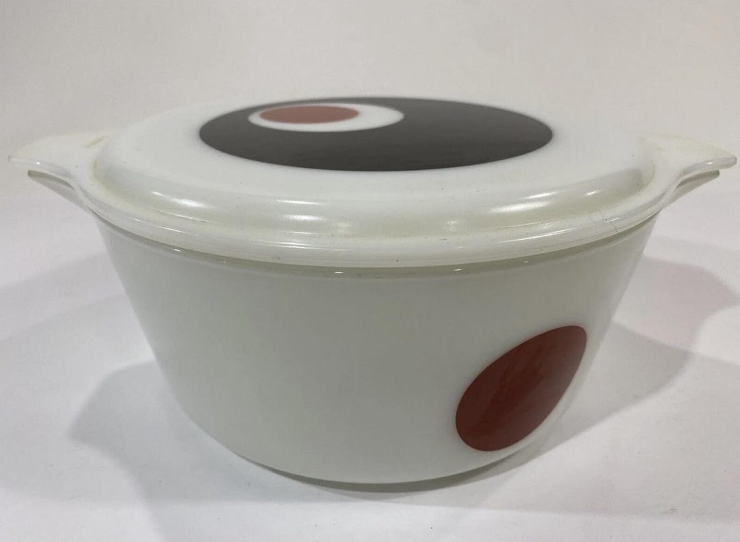 Vintage Pyrex Moon Deco 475B 2 1/2 Qt Casserole Black Red Dot - Great ...