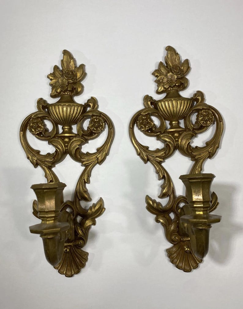 Vintage Syroco Wall Clock and Sconce Set Gold Victorian Decor - Etsy