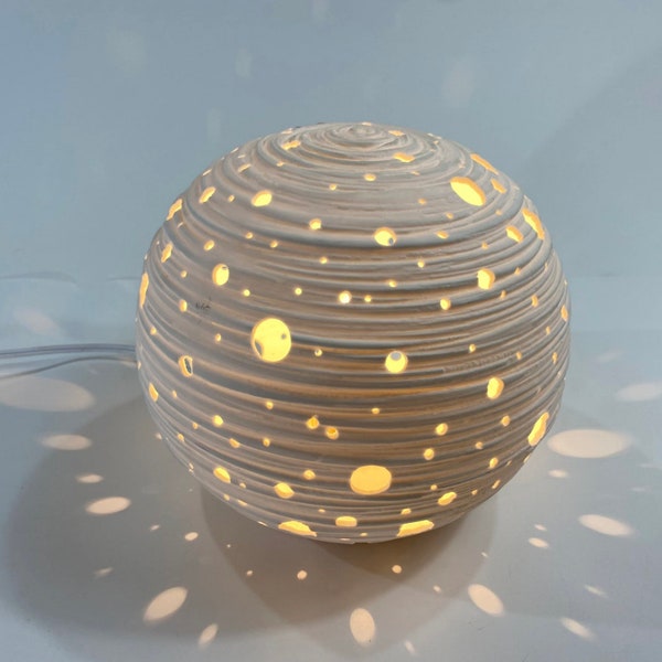 Terre cuite? ou Bagutta ? Lampe boule en céramique, lampe lune sphère baguette étoile