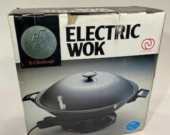 Vintage Electric Wok Charlescraft 14 inch Pewter Collection Open Box Hong Kong