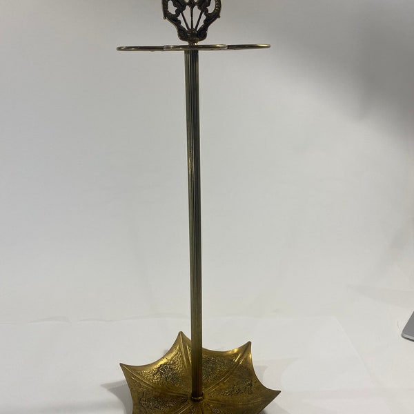 Vintage Brass Umbrella shape Holder w/ Dragon Handle Cane Parasol Footed Stand