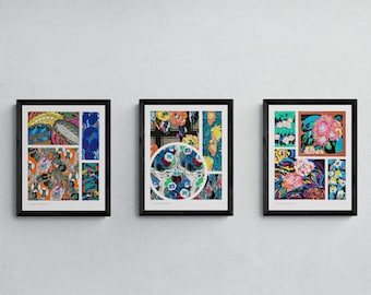 Set of 3 Art Deco illustrations, Art Deco Poster, Set of Prints, Art Deco Prints, Art Deco Wall Art Prints, Art Prints Set of 3