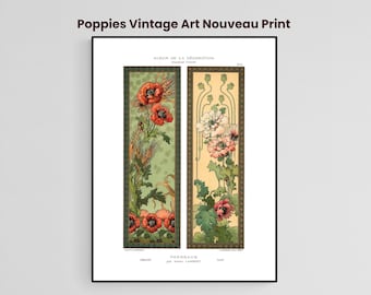Poppies Art Nouveau Print: Vintage Botanical Wall Art