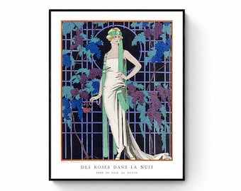 Impresión de moda Art Déco: Ilustración de George Barbier, arte mural vintage
