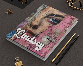 Retro Collage Personalized Journal, Funky Hardcover Journal