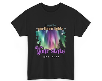 Northern Lights T-Shirt, Personalized State Aurora Borealis Tee