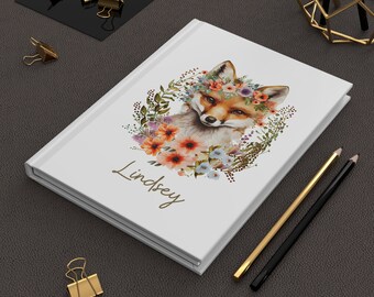 Fox Hardcover Journal Matte, Fox journal, Fox notebook, Fox travel journal, Fox lover journal, Mystical fox journal, fox lover gift