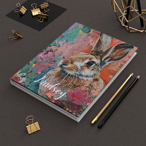 Journal personnalisé lapin, carnet lapin personnalisé, journal intime personnalisé, journal à couverture rigide