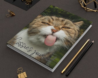 Funny Cat Tongue Lined Journal, Matte Hardcover, 5.75x8