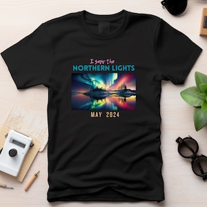 Northern Lights Tee, Aurora borealis Shirt, Trees and Stars Tee, Camping, Outdoorsy Tee, Northern Lights 2024