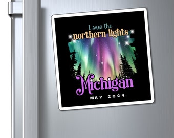 Michigan Northern Lights Magnet, Aurora Borealis, Outdoorsy Decor