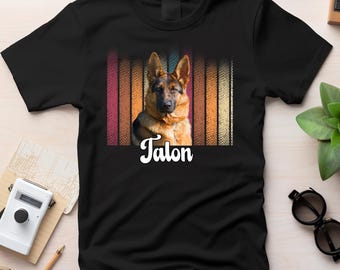 Custom Pet Portrait T-Shirt, Vintage Style Dog Photo Shirt