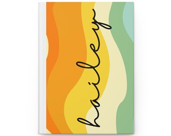 Personalized Hardcover Journal, Custom Retro Diary