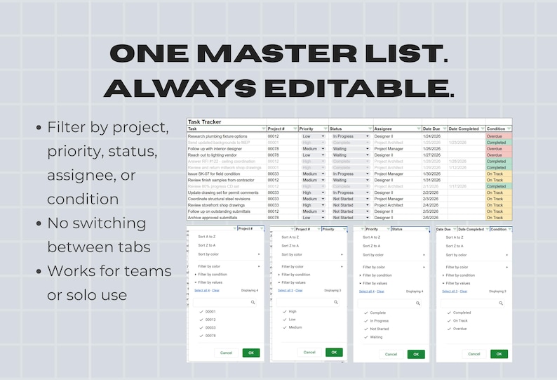 Professional Task Tracker | Architecture & Design Team Project Log ...