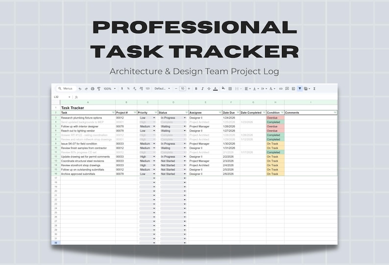 Professional Task Tracker | Architecture & Design Team Project Log ...