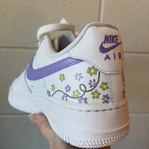 Custom Lavender Nike Air Force 1s Low with Flowers
