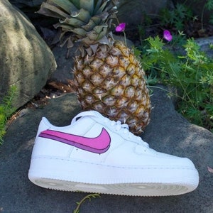 Custom Nike Air Force 1s with Pink 3D Nike Swoosh