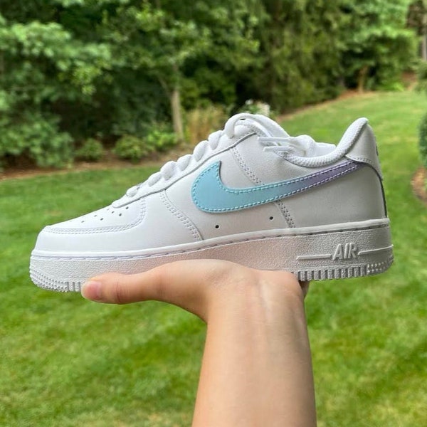 Custom Light Blue and Lavender Nike Air Force 1s