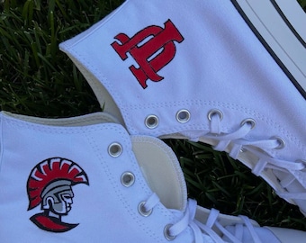 Custom College High Top Platform Converse with Logo